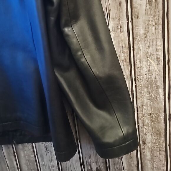 Black Leather Jacket Sz. Large - Picture 7 of 8